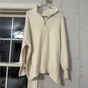 White Quarter-Zip Sweater